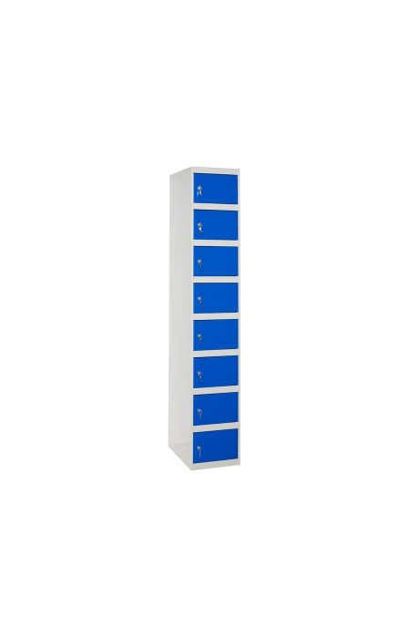 Taquilla metálica azul de ocho puertas