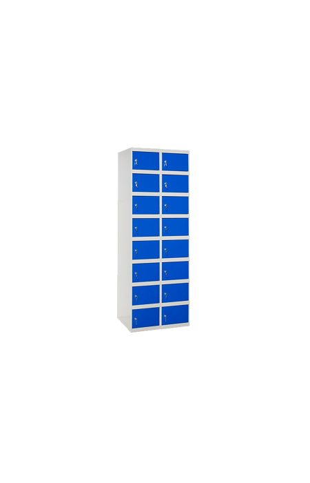 Taquillas metálicas azules de dieciséis puertas