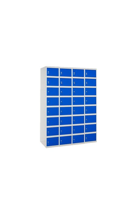 Taquillas metálicas azules de treinta y dos puertas