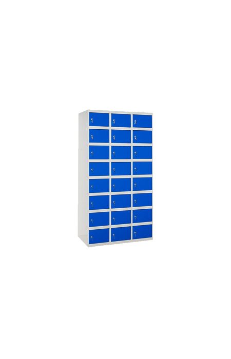 Taquillas metálicas azules de veinticuatro puertas